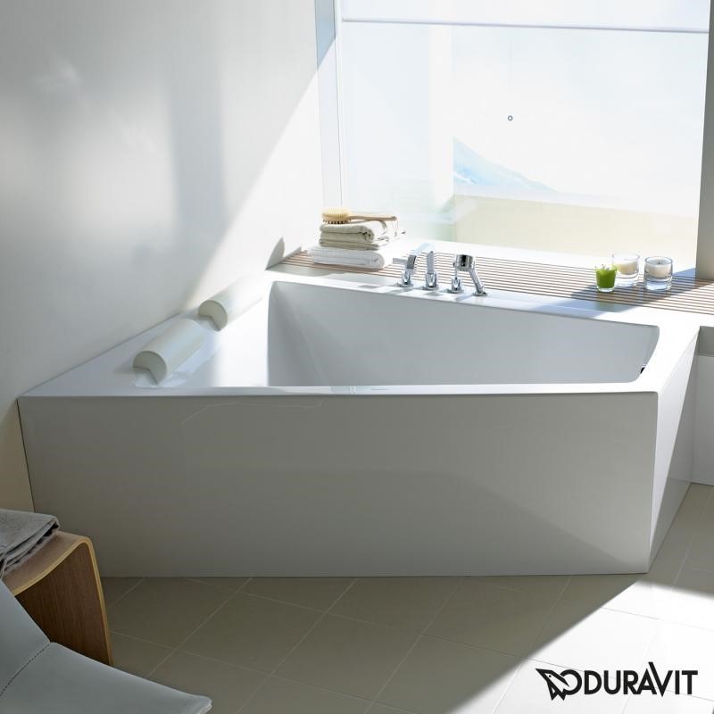 Immagine di Duravit PAIOVA vasca da bagno L.170 P.100 cm con pannello frontale integrato, installazione ad angolo sx, colore bianco 700264000000000