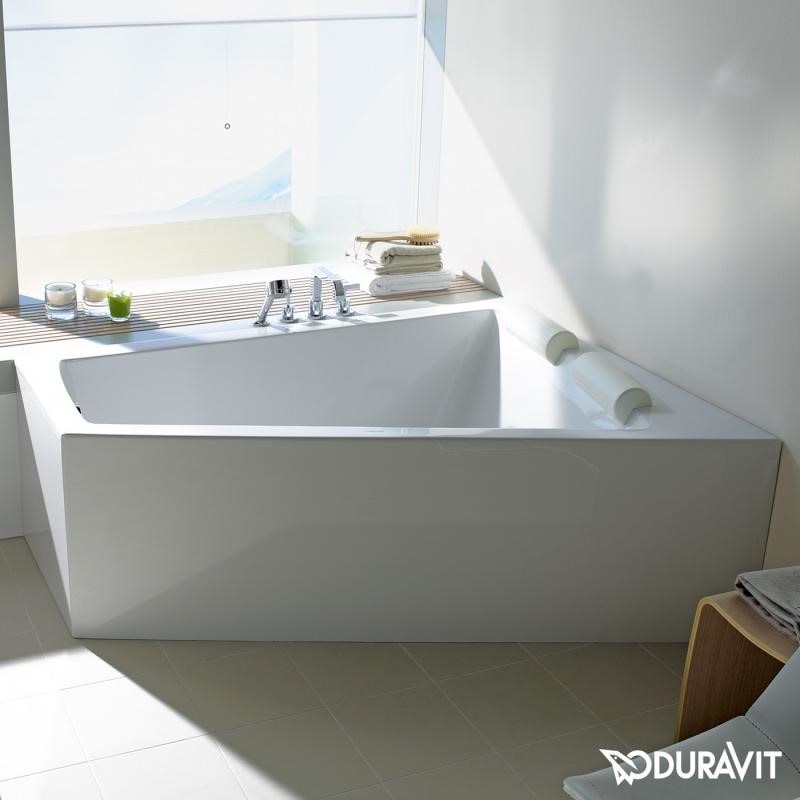 Immagine di Duravit PAIOVA vasca da bagno L.170 P.100 cm con pannello frontale integrato, installazione ad angolo dx, colore bianco 700265000000000