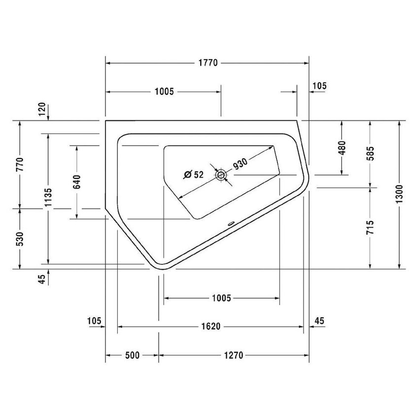Immagine di Duravit PAIOVA 5 vasca L.177 P.130 cm, con pannello integrato e installazione angolare a sx, colore bianco 700394000000000