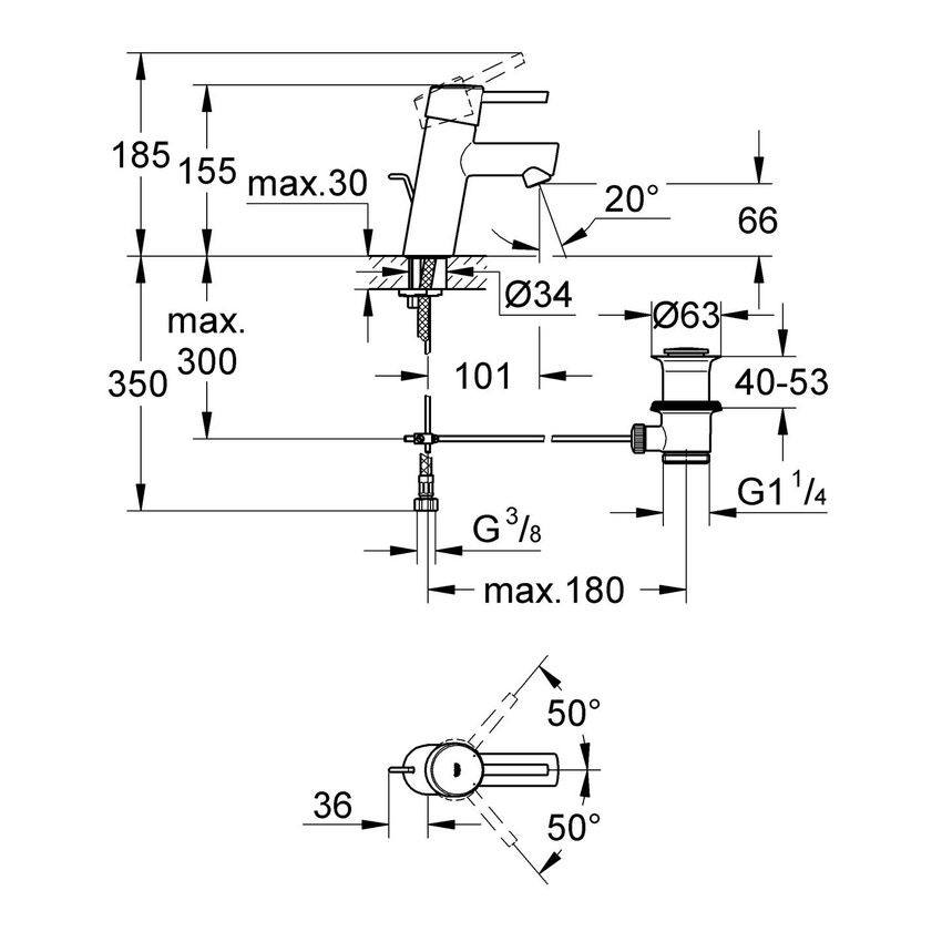 Miscelatore monocomando 
per lavabo