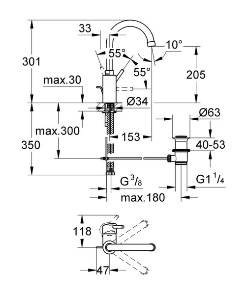 Miscelatore monocomando 
per lavabo