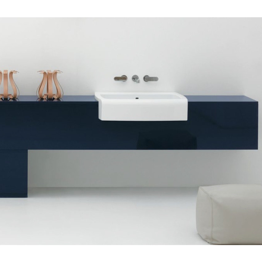 Immagine di Flaminia UNA mobile L.200 P.45 H.40 cm per lavabo Una 75 da semincasso (UNA75L), in pietraluce, colore blu ultramarina finitura lucido UNA75C2BU