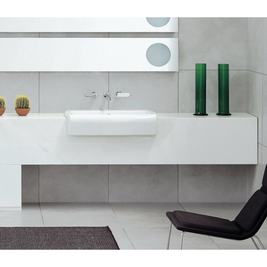 Immagine di Flaminia UNA mobile L.100 P.45 H.40 cm per lavabo Una 90 (UNA90L), in pietraluce, colore bianco finitura lucido UNA90C1B