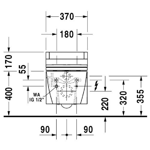 Immagine di Duravit STARCK 2 vaso sospeso per SensoWash® a cacciata, UWL classe 1, colore bianco 2533590000