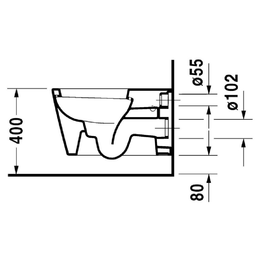 Immagine di Duravit STARCK 1 vaso sospeso a cacciata, senza sedile, fabbisogno di acqua di risciacquo 4,5 l, UWL classe 1, colore bianco 0210090064