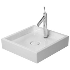 Immagine di Duravit STARCK 1 bacinella da appoggio soprapiano 47 cm monoforo, con rettifica, senza troppopieno, senza bordo per rubinetteria, colore bianco 0387470027