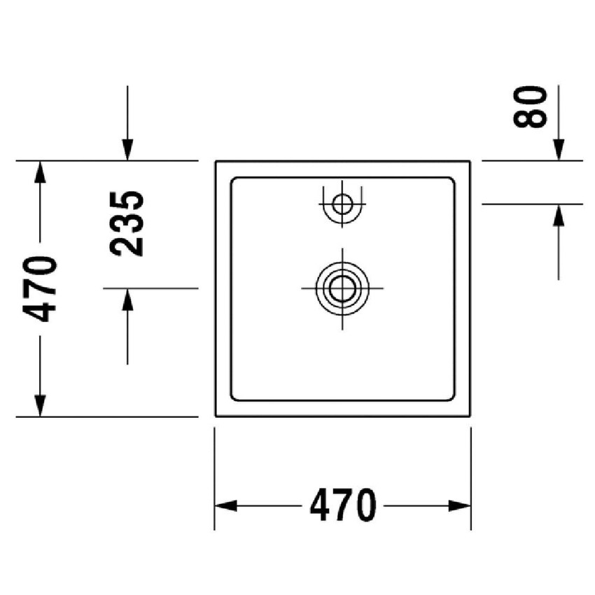 Immagine di Duravit STARCK 1 bacinella da appoggio soprapiano 47 cm senza foro per rubinetteria, con rettifica, senza troppopieno, senza bordo per rubinetteria, WonderGliss, colore bianco 03874700281