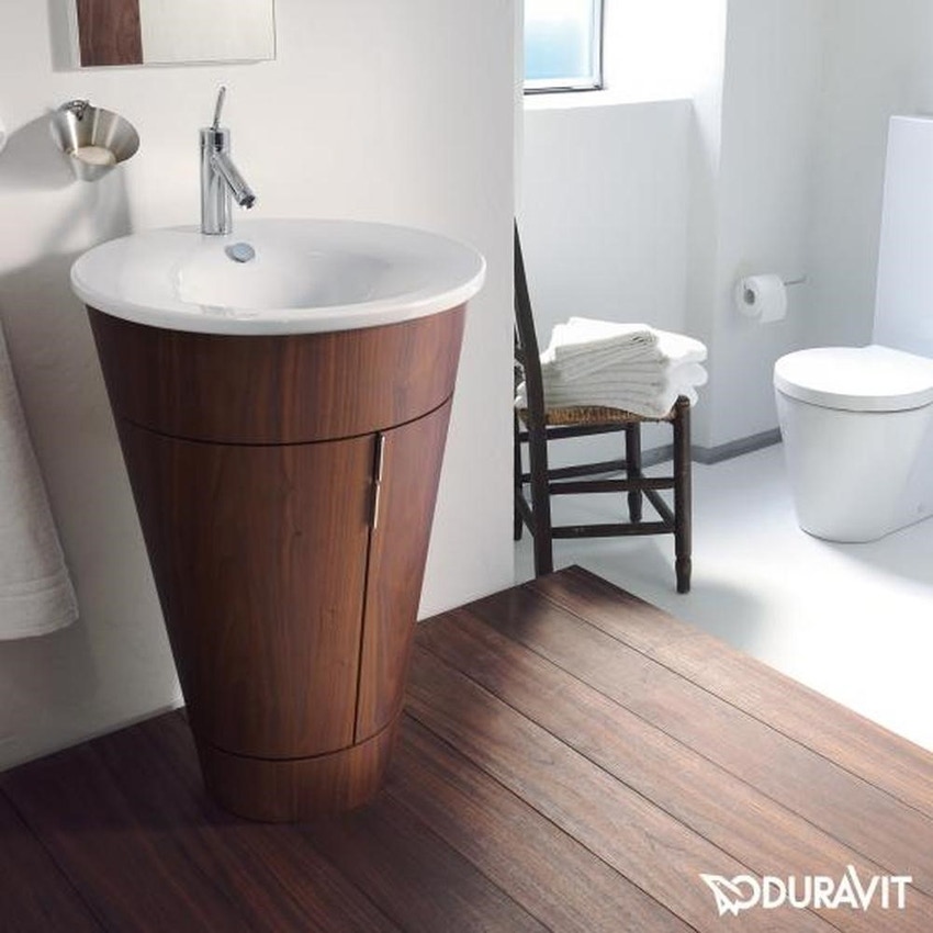 Immagine di Duravit STARCK 1 lavabo consolle 58 cm monoforo, con troppopieno e bordo per rubinetteria, WonderGliss, colore bianco 04065800001