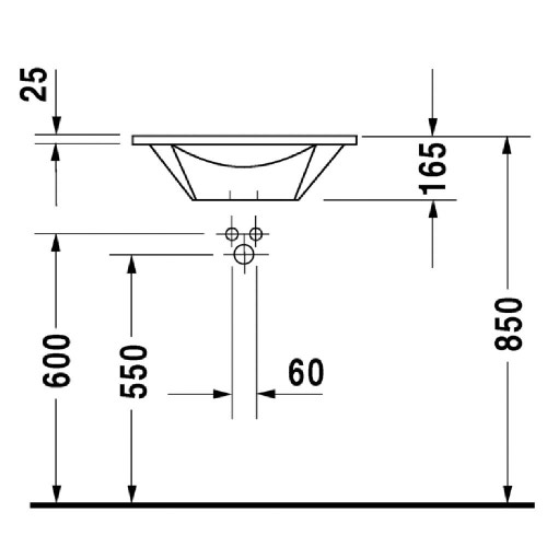 Immagine di Duravit STARCK 1 lavabo consolle 58 cm monoforo, con troppopieno e bordo per rubinetteria, WonderGliss, colore bianco 04065800001