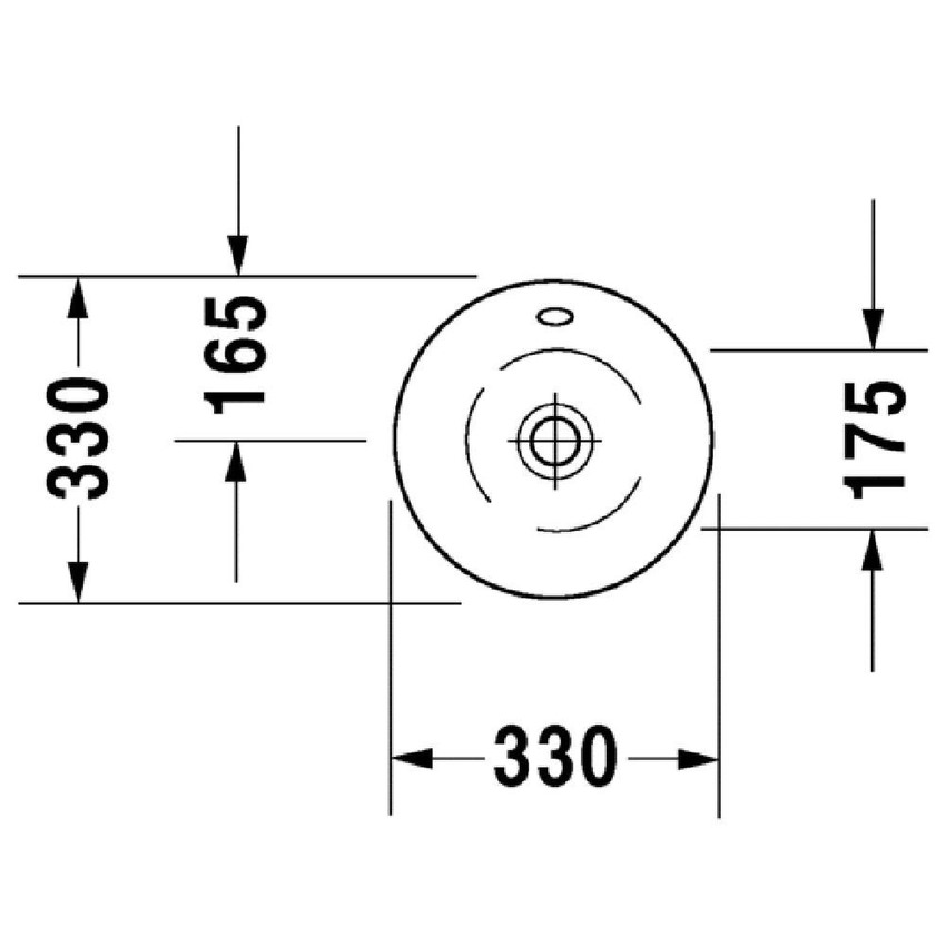 Immagine di Duravit STARCK 1 bacinella da appoggio soprapiano 3 cm senza foro per rubinetteria, con troppopieno, senza bordo per rubinetteria, colore bianco 0408330000
