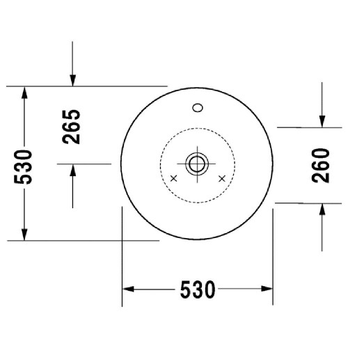 Immagine di Duravit STARCK 1 bacinella da appoggio soprapiano 53 cm senza foro per rubinetteria, con rettifica, con troppopieno, senza bordo per rubinetteria, colore bianco 0408530000