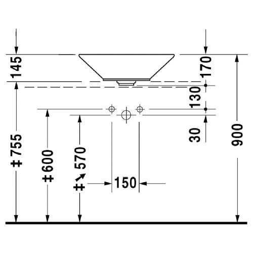 Immagine di Duravit STARCK 1 bacinella da appoggio soprapiano 53 cm senza foro per rubinetteria, con rettifica, con troppopieno, senza bordo per rubinetteria, colore bianco 0408530000