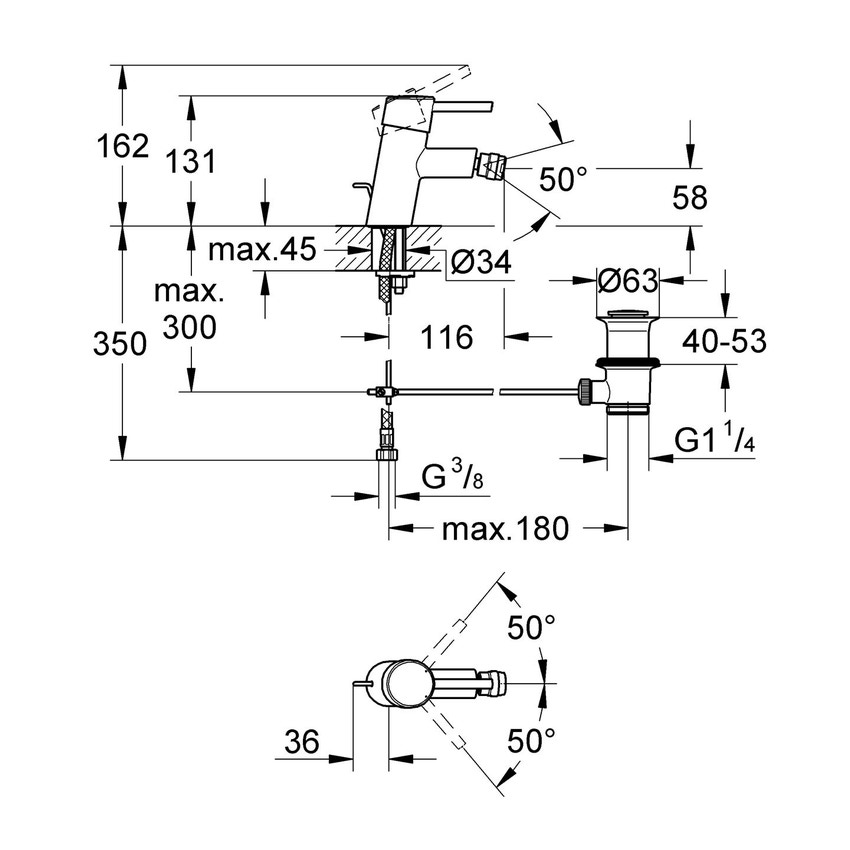 Miscelatore monocomando
per bidet