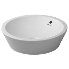 Immagine di Duravit STARCK 1 bacinella da appoggio soprapiano 53 cm senza foro per rubinetteria, con rettifica, con troppopieno, senza bordo per rubinetteria, colore bianco 0447530000