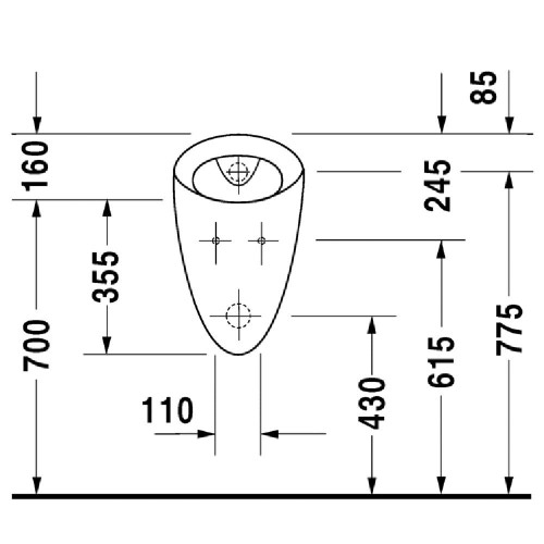 Immagine di Duravit STARCK 1 orinatoio con entrate e uscite nascoste, ad aspirazione, senza coperchio e con mosca, WonderGliss, colore bianco 08343200071
