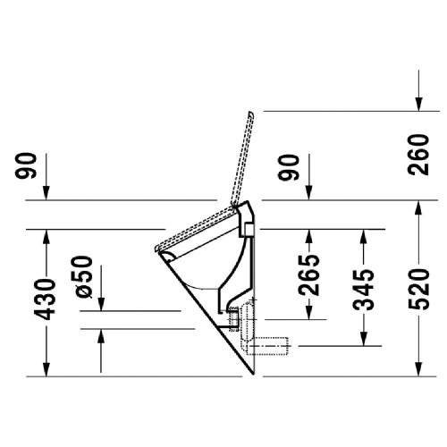 Immagine di Duravit STARCK 1 orinatoio con entrate e uscite nascoste, ad aspirazione, per coperchio, con mosca, colore bianco 0835320007