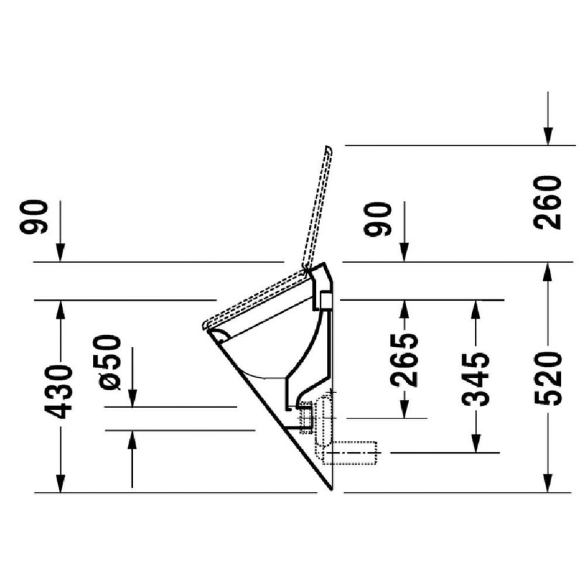 Immagine di Duravit STARCK 1 orinatoio con entrate e uscite nascoste, ad aspirazione, per coperchio, con mosca, colore bianco 0835320007