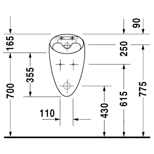 Immagine di Duravit STARCK 1 orinatoio con entrate e uscite nascoste, ad aspirazione, per coperchio, con mosca, colore bianco 0835320007