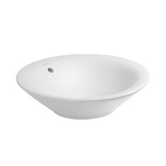 Immagine di Duravit STARCK 1 bacinella da appoggio soprapiano 3 cm senza foro per rubinetteria, con troppopieno, senza bordo per rubinetteria, colore bianco 0408330000