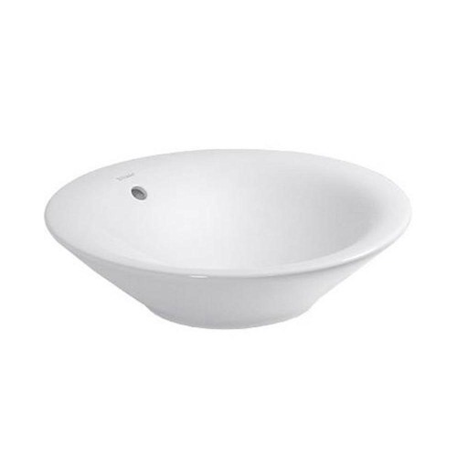 Immagine di Duravit STARCK 1 bacinella da appoggio soprapiano 53 cm senza foro per rubinetteria, con rettifica, con troppopieno, senza bordo per rubinetteria, colore bianco 0408530000