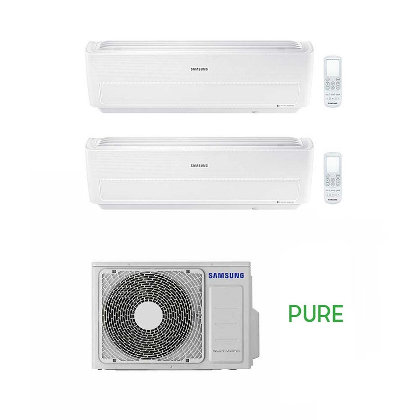 Immagine di Samsung WINDFREE PURE R32 Climatizzatore dual split inverter WiFi, bianco | unità esterna 5 kW unità interne 9000+12000 BTU AJ050NCJ2EG/EU+AR09NXCXAWKNEU+AR12NXCXAWKNEU