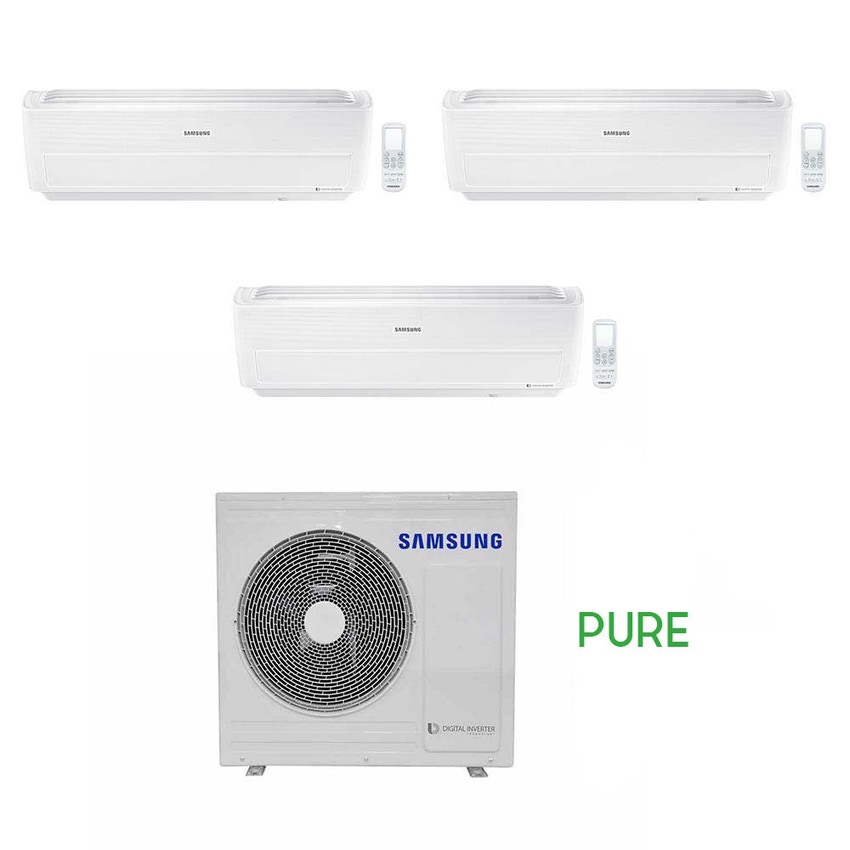 Immagine di Samsung WINDFREE PURE R32 Climatizzatore trial split inverter WiFi, bianco | unità esterna 6.8 kW unità interne 7000+12000+12000 BTU AJ068RCJ3EG/EU+AR07NXCXAWKNEU+2xAR12NXCXAWKNEU