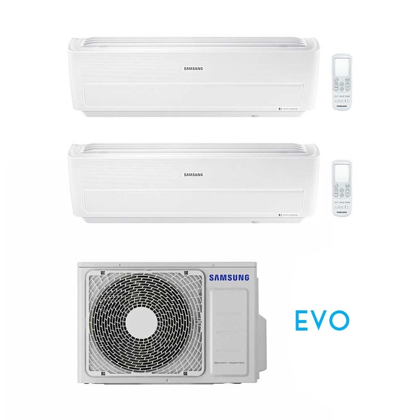 Immagine di Samsung WINDFREE EVO R32 Climatizzatore dual split inverter WiFi, bianco | unità esterna 4 kW unità interne 7000+7000 BTU AJ040NCJ2EG/EU+2xAR07RXPXBWKNEU