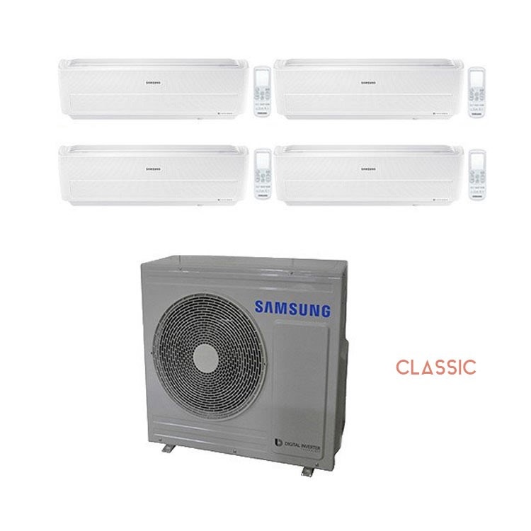 Immagine di Samsung WINDFREE CLASSIC Climatizzatore quadri split inverter WiFi Bianco | unità esterna 8 kW unità interne 7000+7000+9000+12000 BTU AJ080MCJ4EH/EU+2xAR07NXPXBWKNEU+9+12 BTU