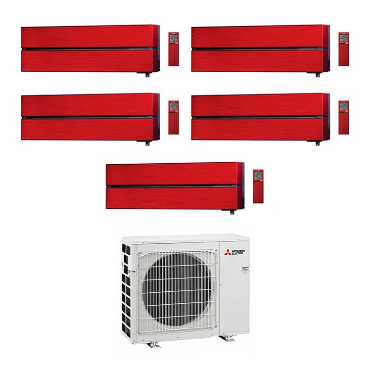 Immagine di Mitsubishi MSZ-LN Climatizzatore a parete penta split inverter Wi-Fi, rosso | unità esterna 10.2 kW unità interne 9000+9000+12000+12000+12000 BTU MXZ-5E102VA-2xMSZ-LN25VGR-3xMSZ-LN35VGR