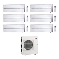 Immagine di Mitsubishi MSZ-LN Climatizzatore a parete esa split inverter Wi-Fi, bianco | unità esterna 12.2 kW unità interne 9000+9000+9000+9000+12000+12000 BTU MXZ-6D122VA-4xMSZ-LN25VGV-2xMSZ-LN35VGV