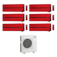 Immagine di Mitsubishi MSZ-LN Climatizzatore a parete esa split inverter Wi-Fi, rosso | unità esterna 12.2 kW unità interne 9000+9000+9000+9000+12000+12000 BTU MXZ-6D122VA-4xMSZ-LN25VGR-2MSZ-LN35VGR