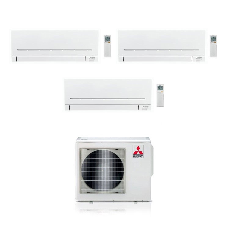 Immagine di Mitsubishi MSZ-AP R32 Climatizzatore trial split inverter | unità esterna 5.4 kW unità interne 5000+5000+15000 BTU MXZ-3F54VF-2xMSZ-AP15VF-MSZ-AP42VG