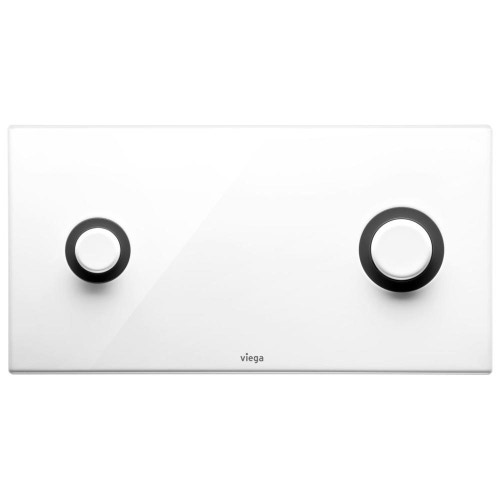 Immagine di Viega VISING FOR PUBLIC 2 placca di comando finitura acciaio inox spazzolato bianco con il tasto finitura acciaio inox bianco 672065