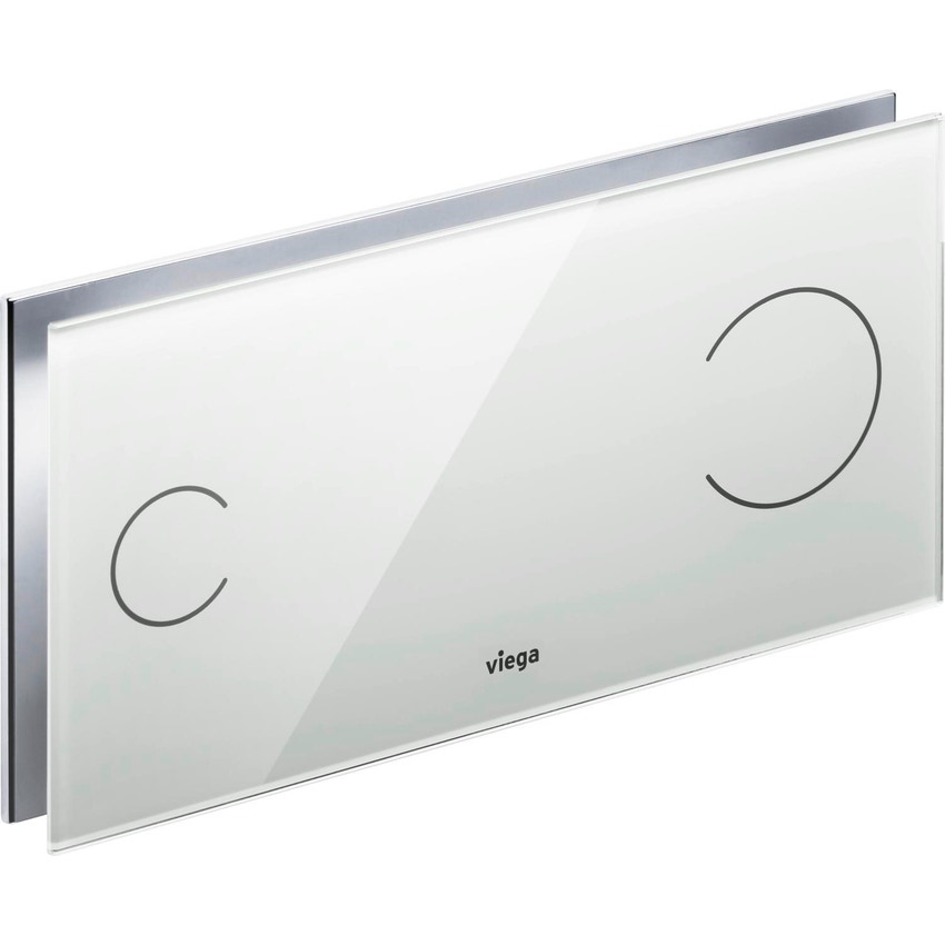 Immagine di Viega VISING FOR MORE 100 placca di comando per wc finitura vetro trasparente/grigio chiaro 597481