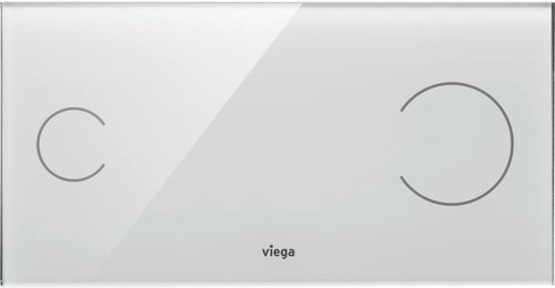 Immagine di Viega VISING FOR MORE 100 placca di comando per wc finitura vetro trasparente/grigio chiaro 597481