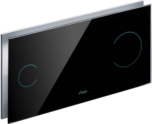 Immagine di Viega VISING FOR MORE 100 placca di comando per wc finitura vetro parsol/nero 597498