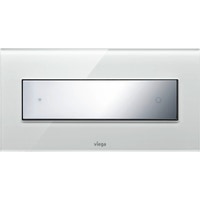 Immagine di Viega VISING FOR STYLE 12 placca di comando per wc finitura vetro trasparente/grigio chiaro con tasto in materiale plastico cromato 690601