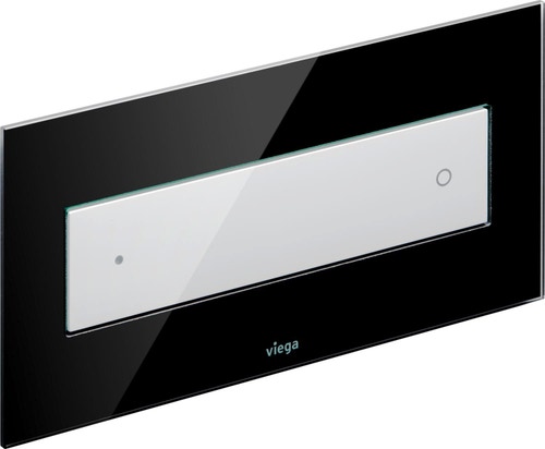 Immagine di Viega VISING FOR STYLE 12 placca di comando per wc finitura vetro parsol/nero con tasto in materiale plastico bianco alpino 690625