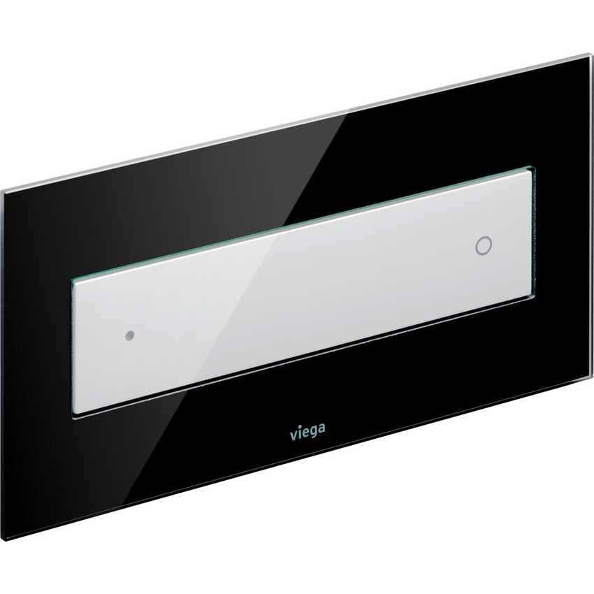 Immagine di Viega VISING FOR STYLE 12 placca di comando per wc finitura vetro parsol/nero con tasto in materiale plastico bianco alpino 690625