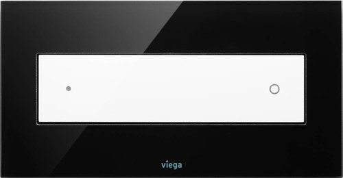 Immagine di Viega VISING FOR STYLE 12 placca di comando per wc finitura vetro parsol/nero con tasto in materiale plastico bianco alpino 690625