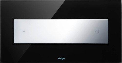 Immagine di Viega VISING FOR STYLE 12 placca di comando per wc finitura vetro parsol/nero con tasto in materiale plastico cromato 690632