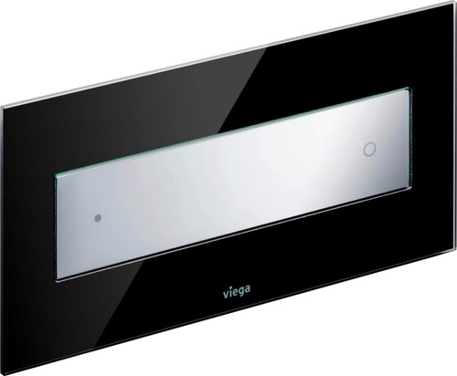 Immagine di Viega VISING FOR STYLE 12 placca di comando per wc finitura vetro parsol/nero con tasto in materiale plastico cromato 690632