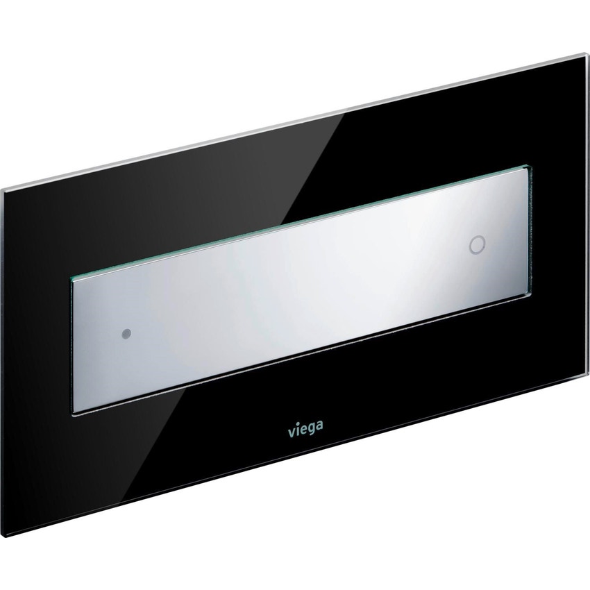 Immagine di Viega VISING FOR STYLE 12 placca di comando per wc finitura vetro parsol/nero con tasto in materiale plastico cromato 690632