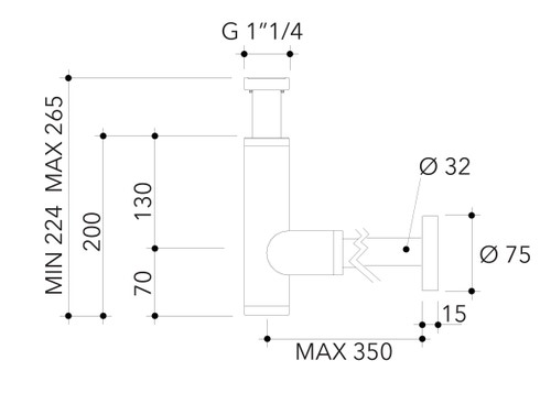 Immagine di Flaminia X1 sifone in acciaio per lavabo, finitura acciaio spazzolato SIFLX