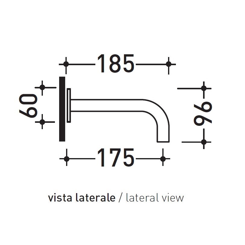 Immagine di Flaminia X1 bocca di erogazione a parete, finitura acciaio spazzolato X12562