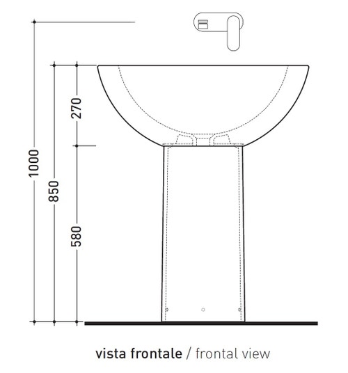 Immagine di Flaminia FONTE FONTANA 70 lavabo da appoggio 70 cm, e colonna, colore bianco finitura lucido FN70L+FN70C