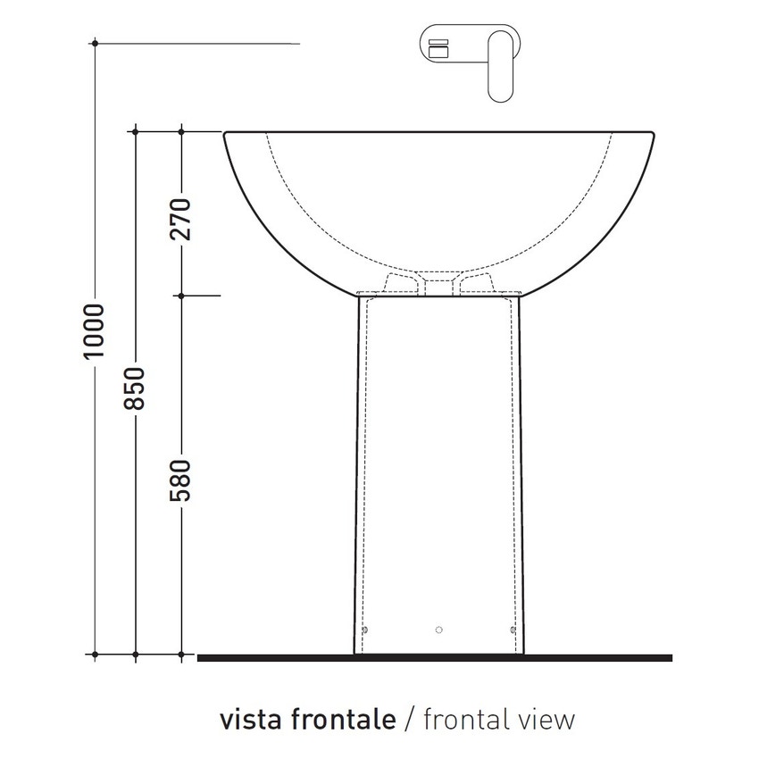 Immagine di Flaminia FONTE FONTANA 70 lavabo da appoggio 70 cm, e colonna, colore bianco finitura lucido FN70L+FN70C