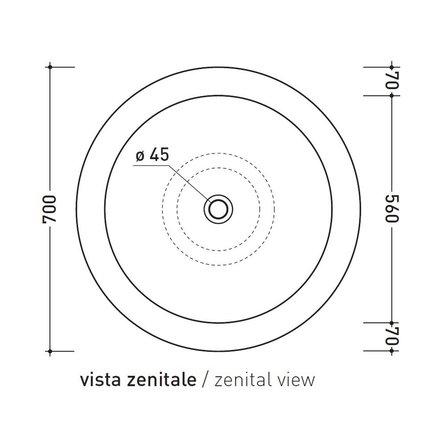 Immagine di Flaminia FONTE FONTANA 70 lavabo da appoggio 70 cm, e colonna, colore bianco finitura lucido FN70L+FN70C