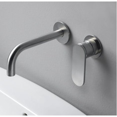 Immagine di Flaminia X1 miscelatore monocomando per lavabo ad incasso con bocca di erogazione, finitura acciaio spazzolato X13059