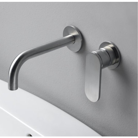 Immagine di Flaminia X1 miscelatore monocomando per lavabo ad incasso con bocca di erogazione, finitura acciaio spazzolato X13059